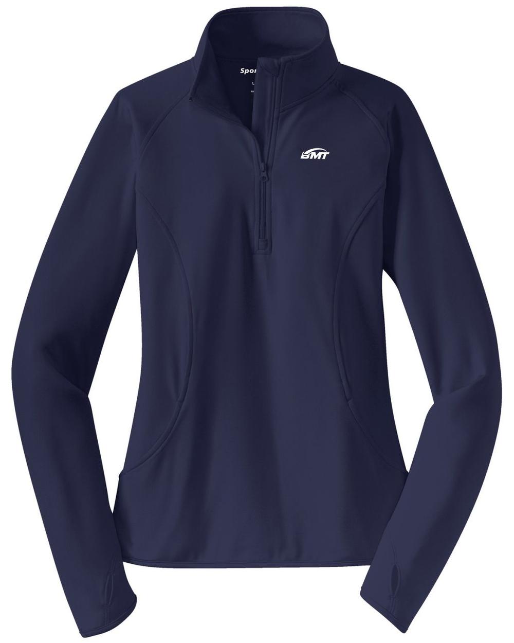 BMT Women's Sport-Wick Stretch 1/2-Zip Tennis Pullover, color: True Navy