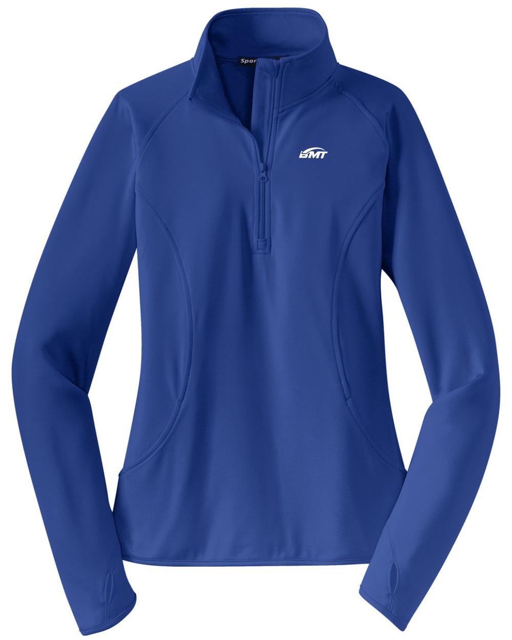 BMT Women's Sport-Wick Stretch 1/2-Zip Tennis Pullover, color: True Royal