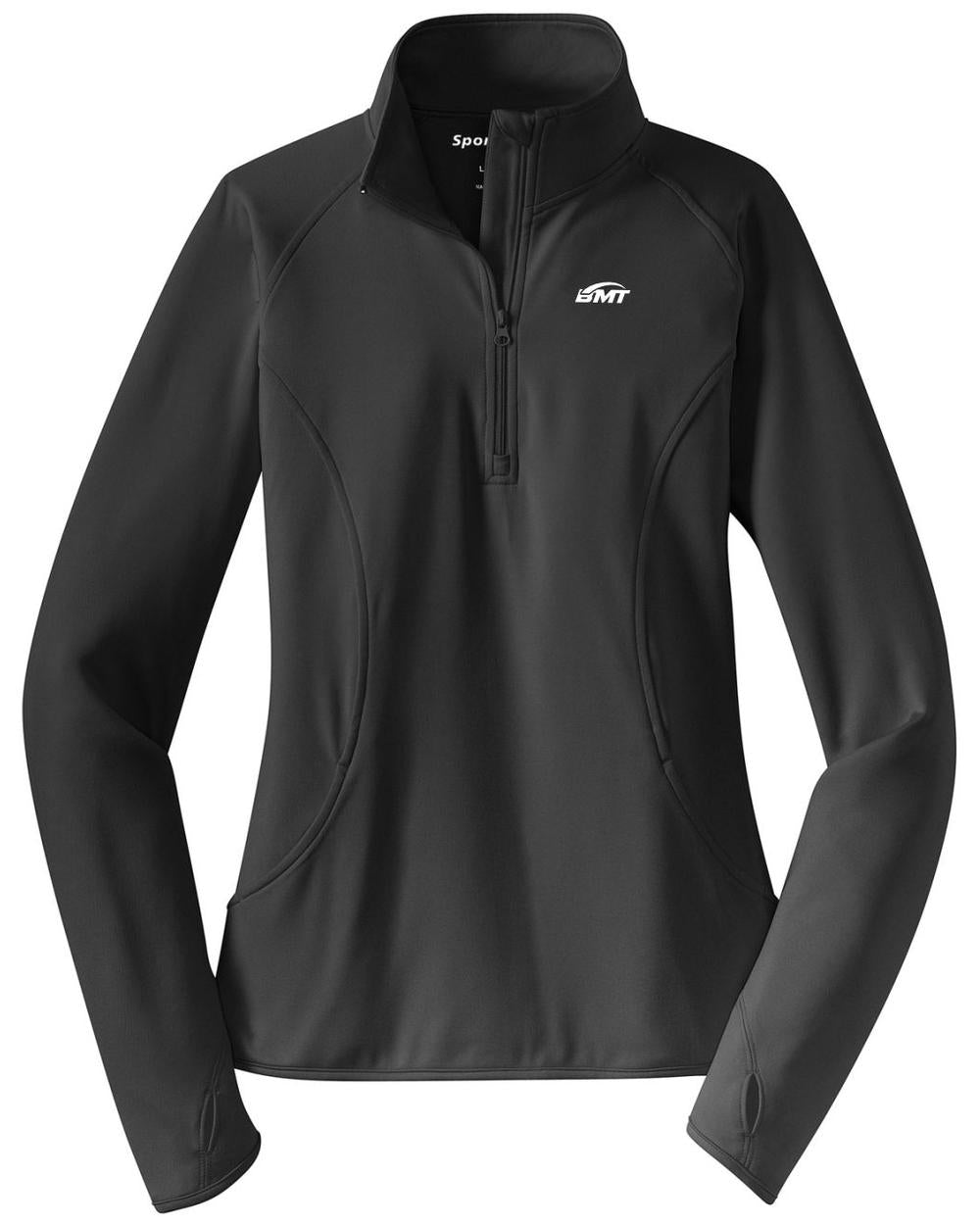 BMT Women's Sport-Wick Stretch 1/2-Zip Tennis Pullover, color: Charcoal Grey