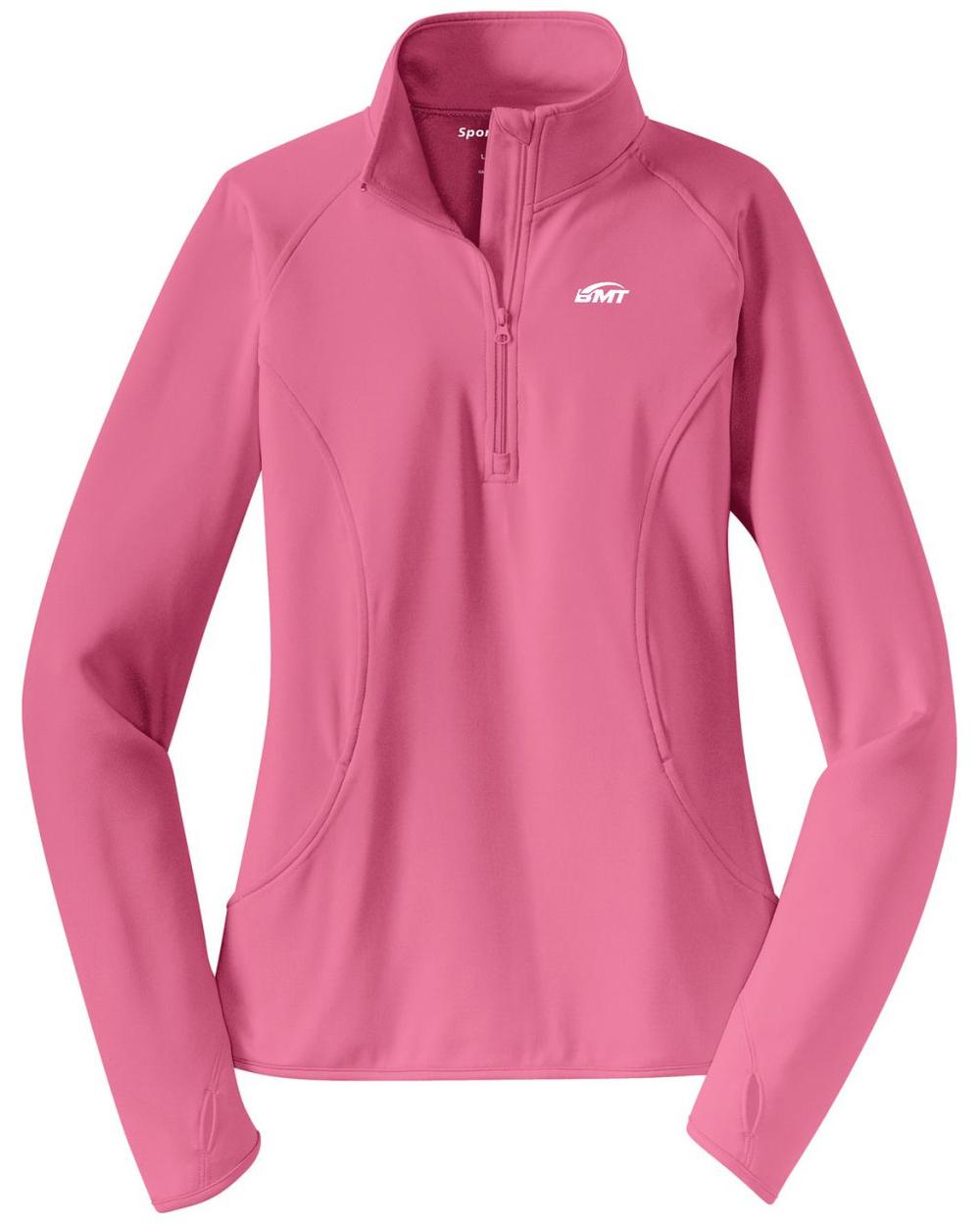 BMT Women's Sport-Wick Stretch 1/2-Zip Tennis Pullover, color: Dusty Rose