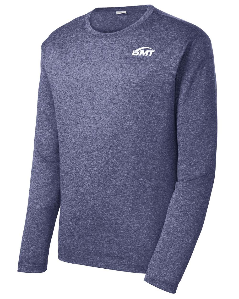BMT Men's Heather Contender L/S Court-Tennis T-Shirt, color: True Navy Heather