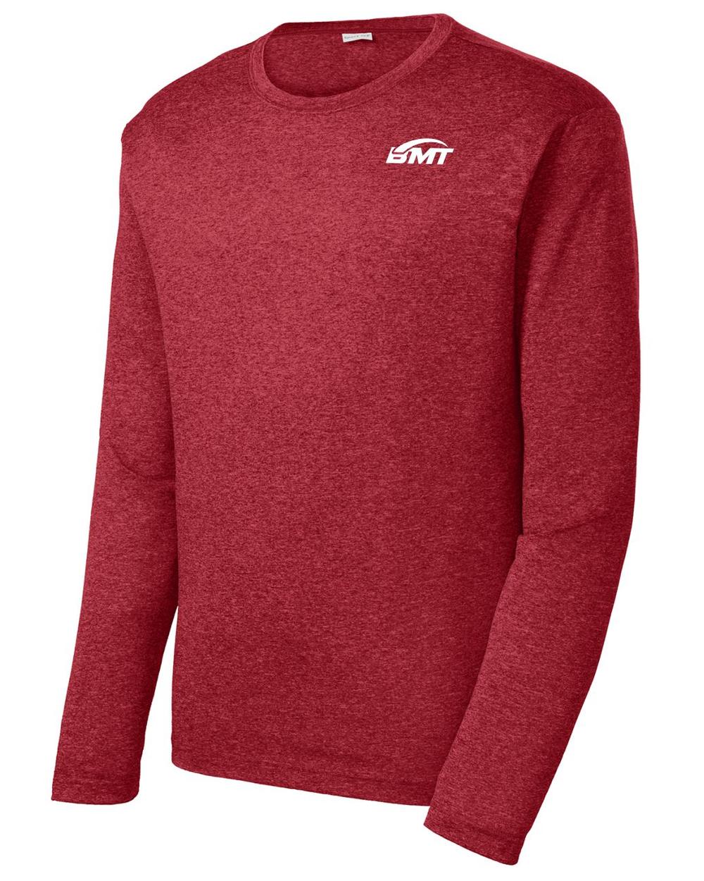 BMT Men's Heather Contender L/S Court-Tennis T-Shirt, color: Scarlet Heather