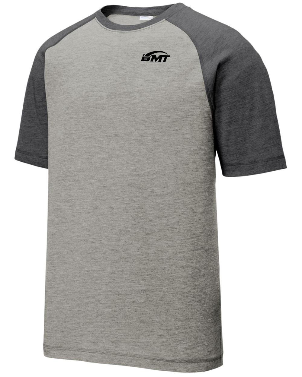 BMT Men's TriBlend Wicking Tennis T-Shirt, color: Dark Grey Heather/Light Grey Heather