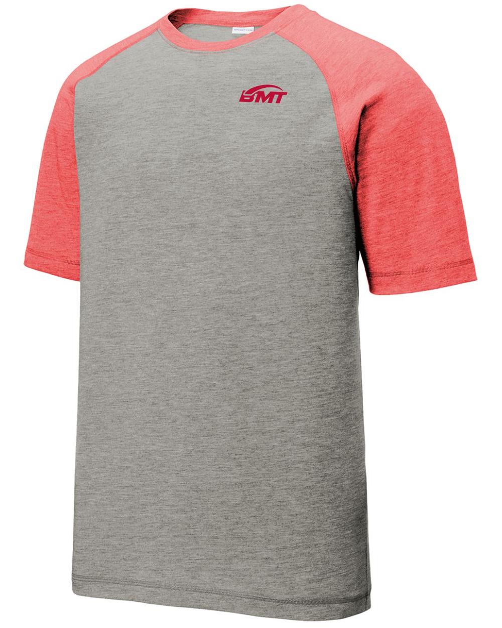 BMT Men's TriBlend Wicking Tennis T-Shirt, color: True Red Heather/Light Grey Heather