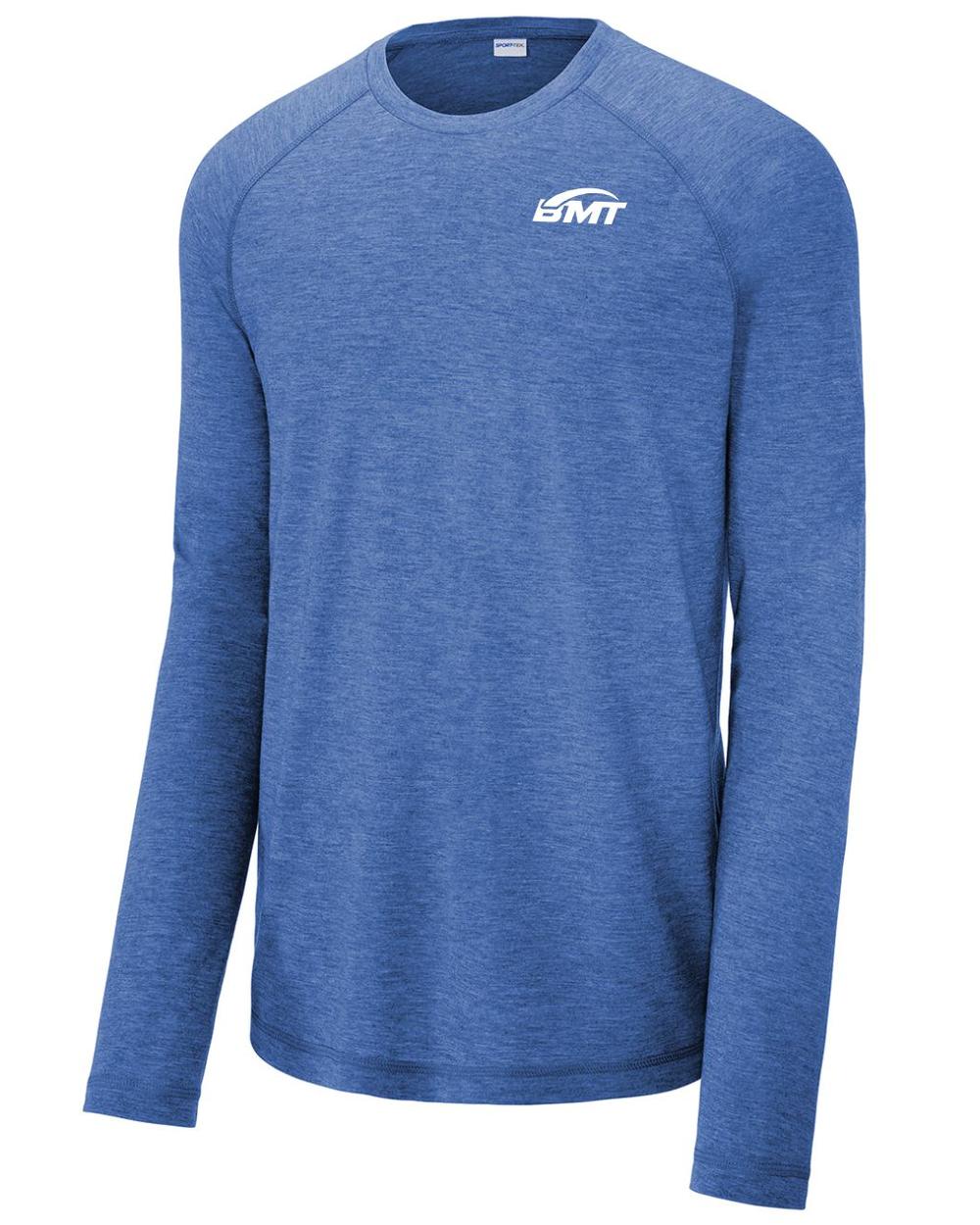 BMT Men's TriBlend Wicking L/S Tennis T-Shirt, color: True Royal Heather
