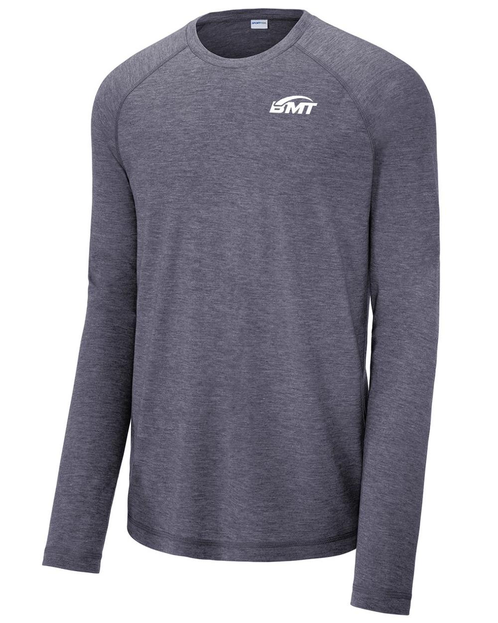 BMT Men's TriBlend Wicking L/S Tennis T-Shirt, color: True Navy Heather
