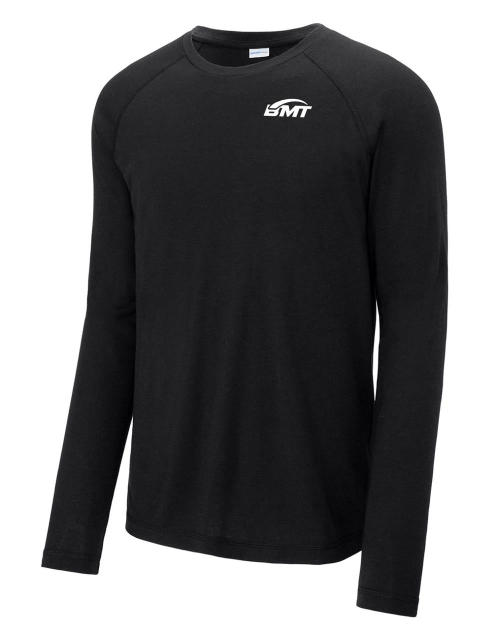 BMT Men's TriBlend Wicking L/S Tennis T-Shirt, color: Black Triad Solid