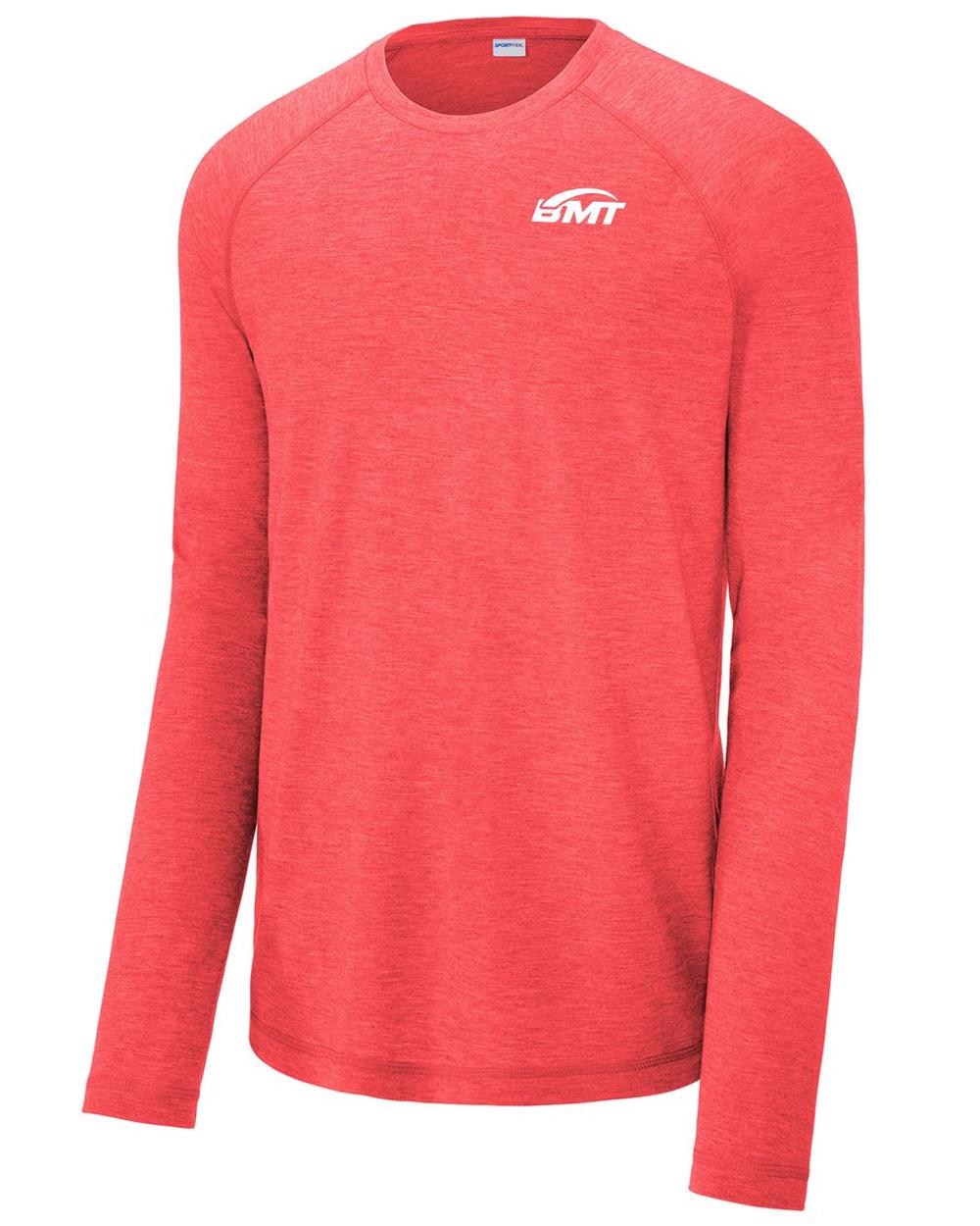 BMT Men's TriBlend Wicking L/S Tennis T-Shirt, color: True Red Heather