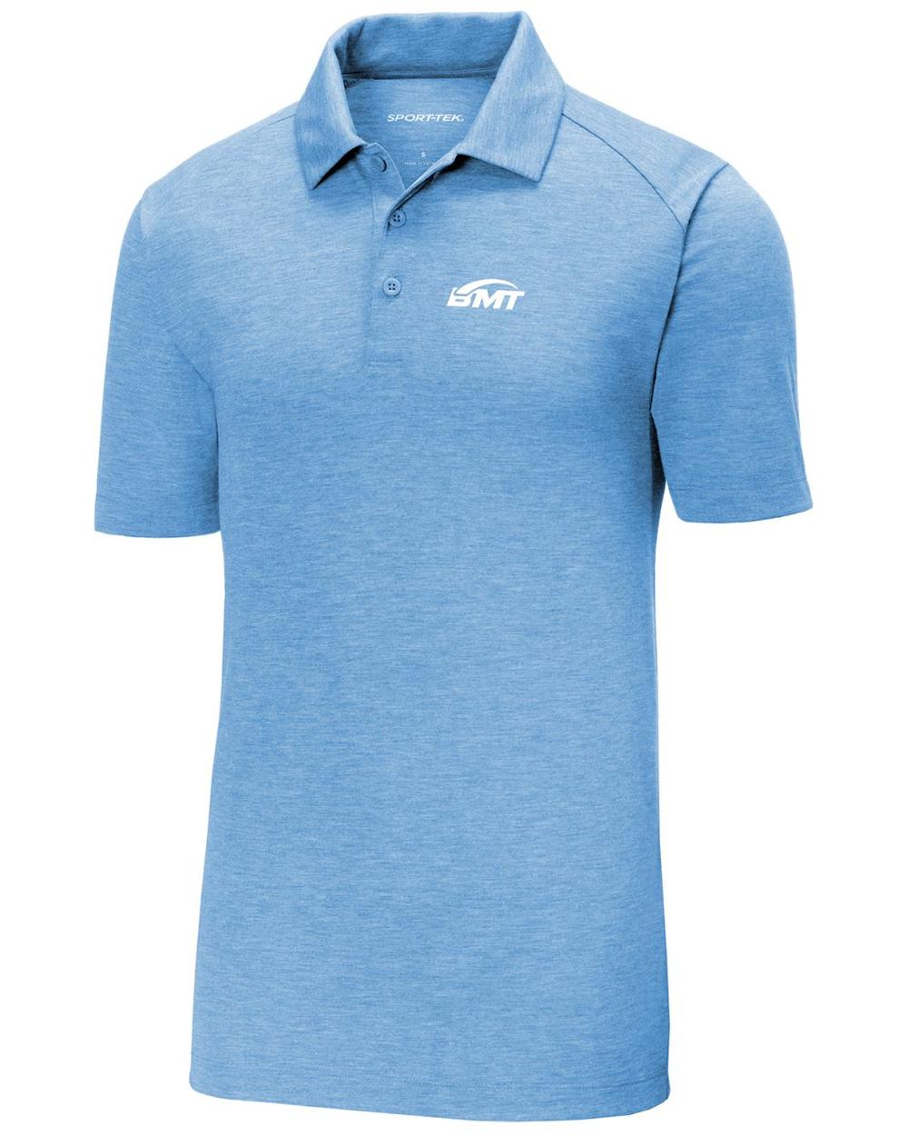 BMT Men's PosiCharge TriBlend Tennis Golf Shirt, color: Pond Blue Heather