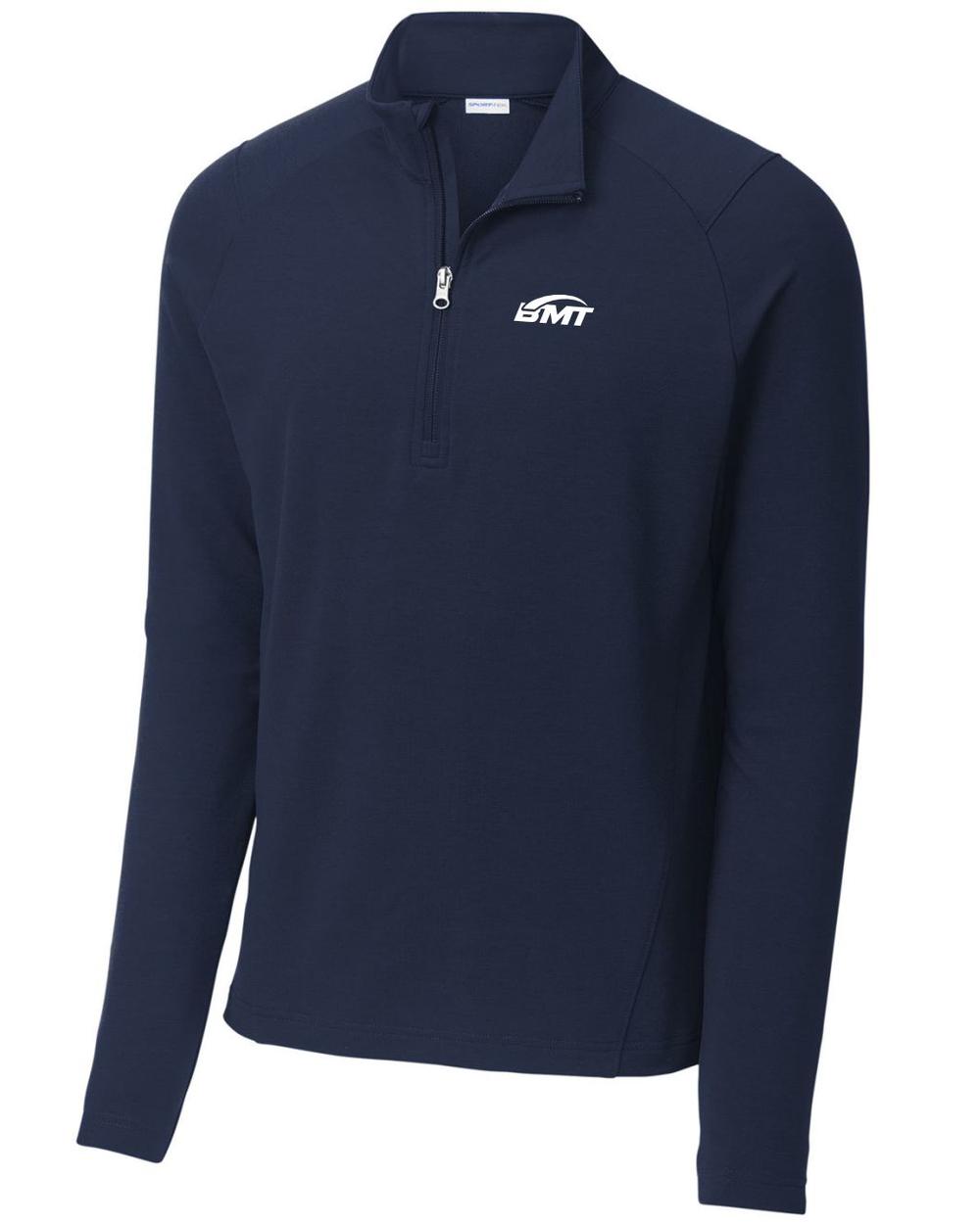 BMT Men's Sport-Wick Stretch FlexFleece 1/4-Zip Tennis Pullover, color: True Navy