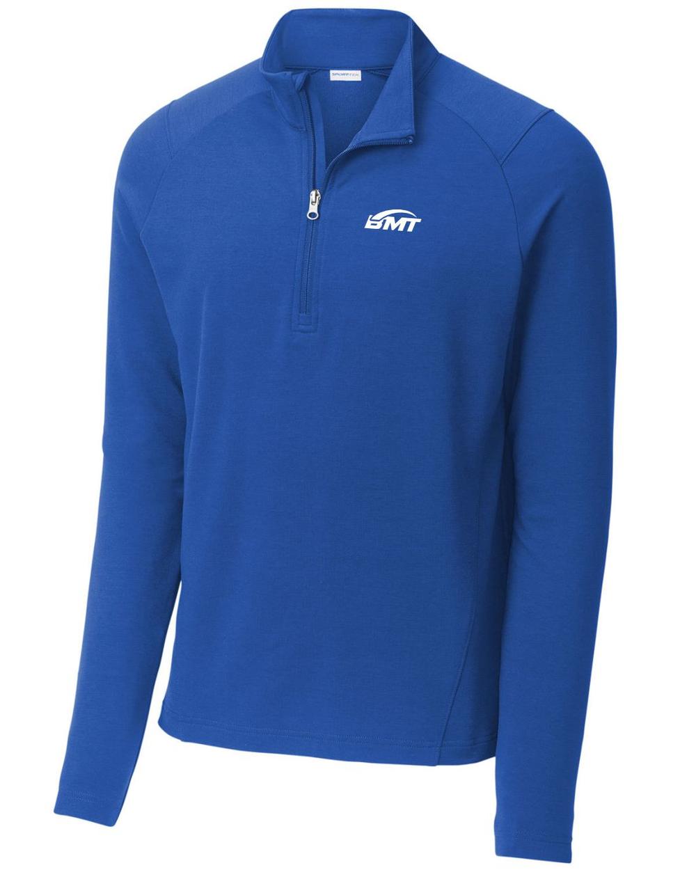 BMT Men's Sport-Wick Stretch FlexFleece 1/4-Zip Tennis Pullover, color: True Royal
