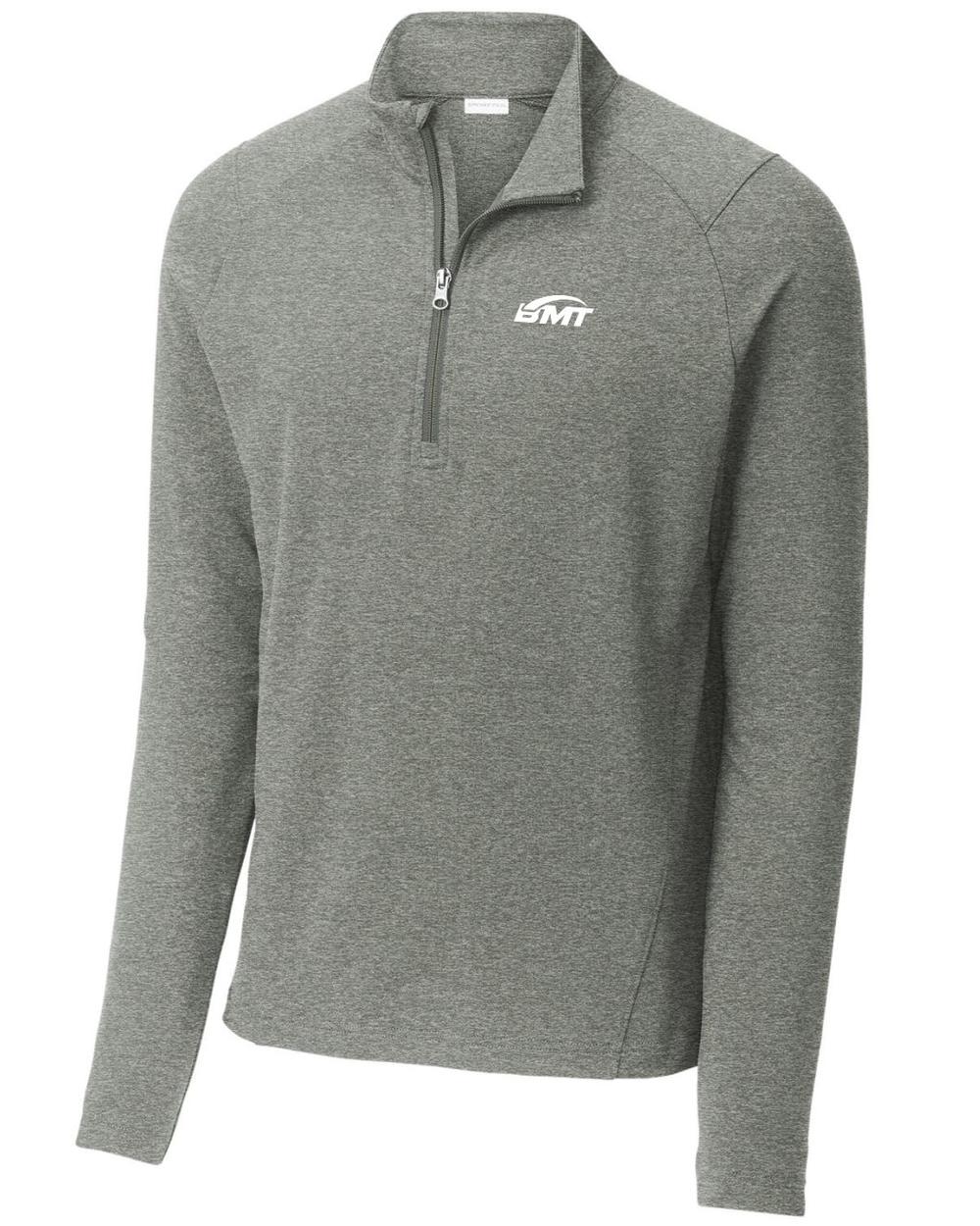 BMT Men's Sport-Wick Stretch FlexFleece 1/4-Zip Tennis Pullover, color: Light Grey Heather