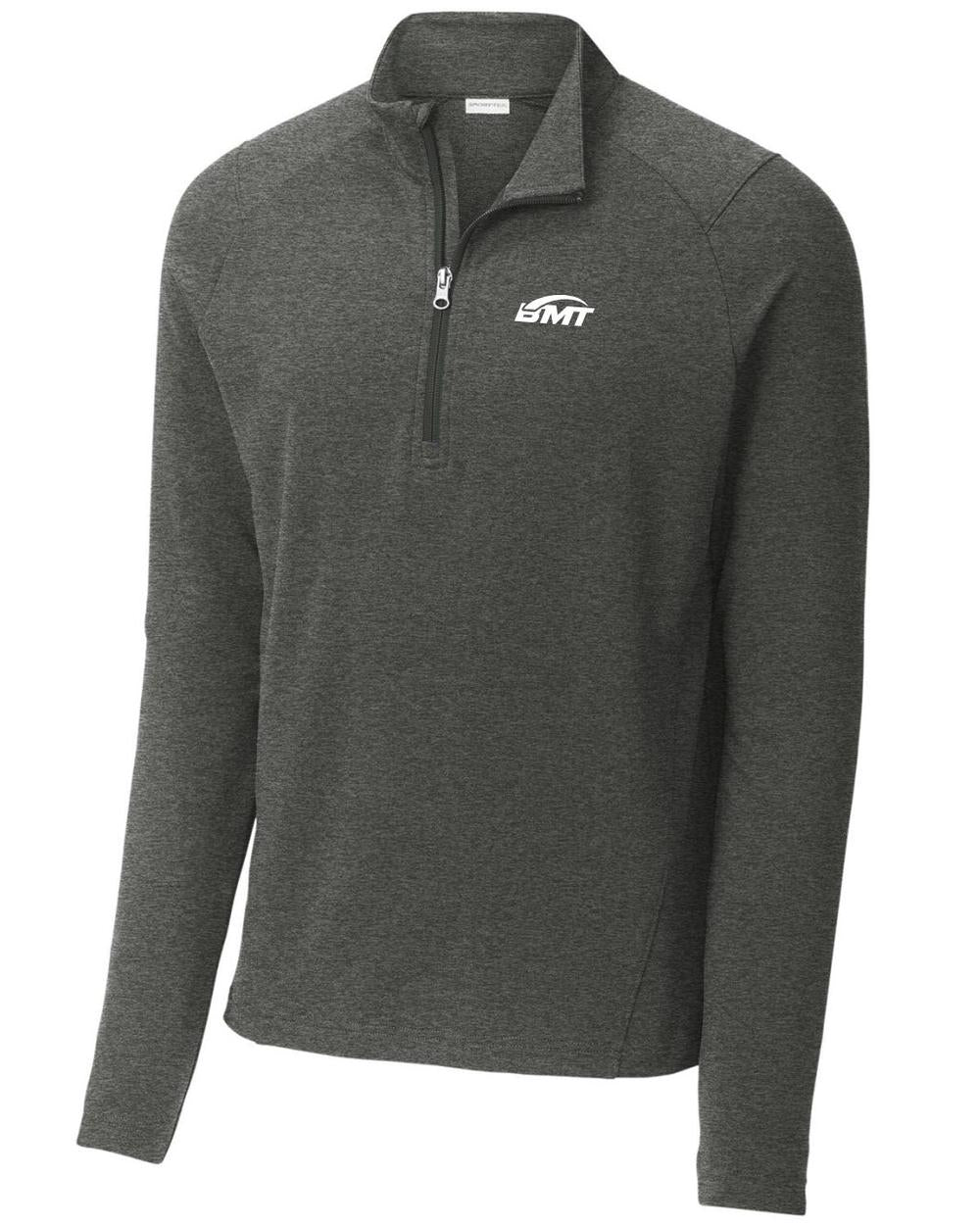 BMT Men's Sport-Wick Stretch FlexFleece 1/4-Zip Tennis Pullover, color: Dark Grey Heather