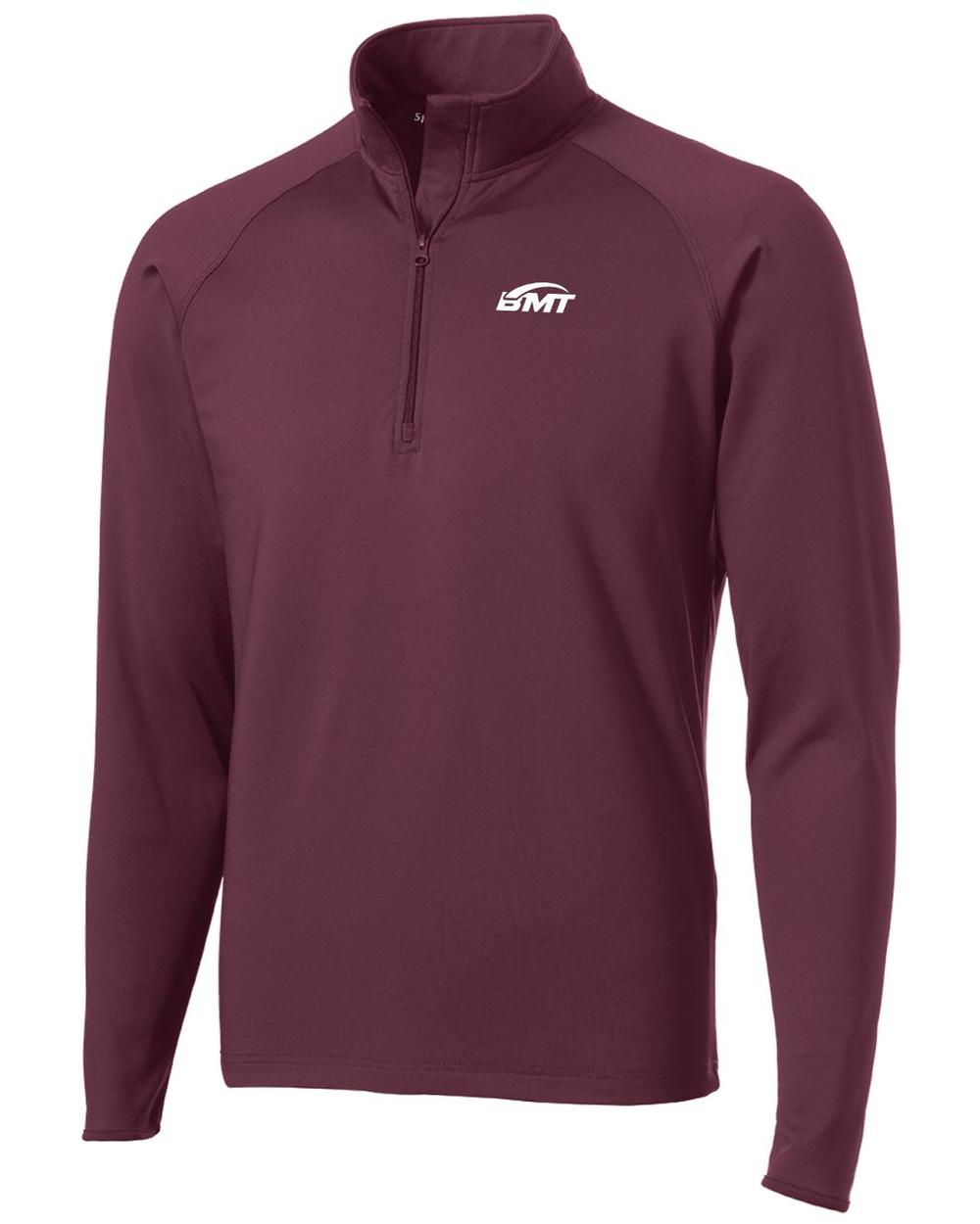 BMT Men's Sport-Wick Stretch 1/2-Zip Tennis Pullover, color: Maroon