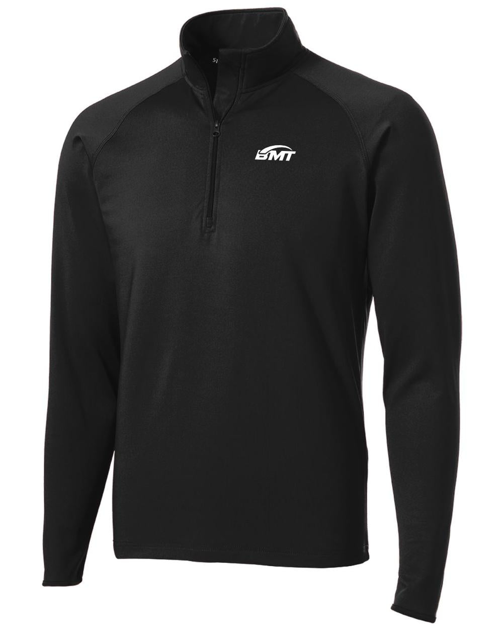 BMT Men's Sport-Wick Stretch 1/2-Zip Tennis Pullover, color: Black