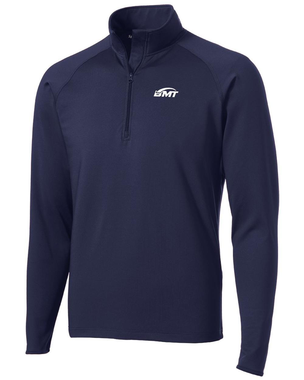 BMT Men's Sport-Wick Stretch 1/2-Zip Tennis Pullover, color: True Navy