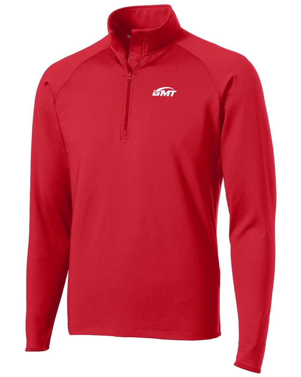 BMT Men's Sport-Wick Stretch 1/2-Zip Tennis Pullover, color: True Red