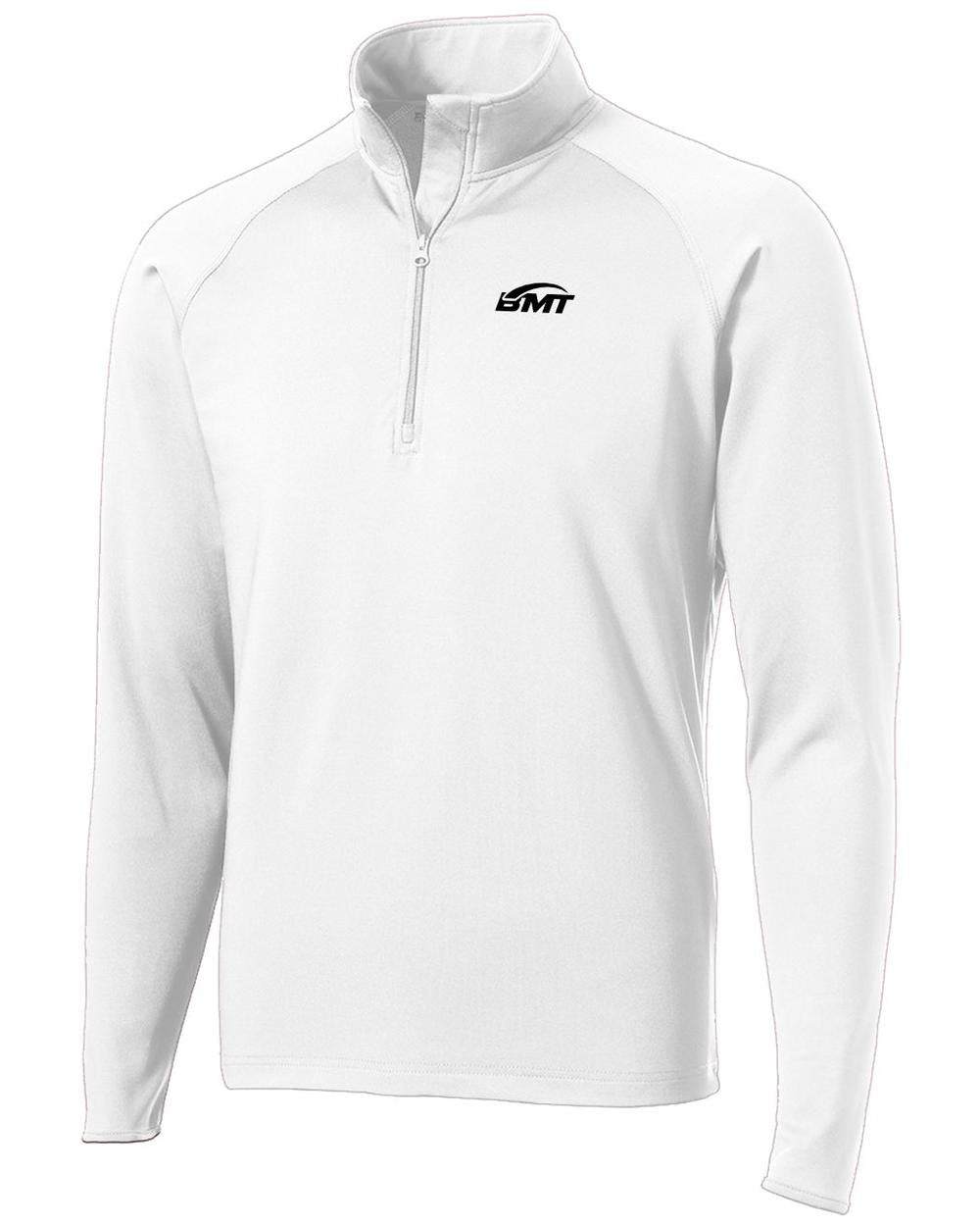 BMT Men's Sport-Wick Stretch 1/2-Zip Tennis Pullover, color: White