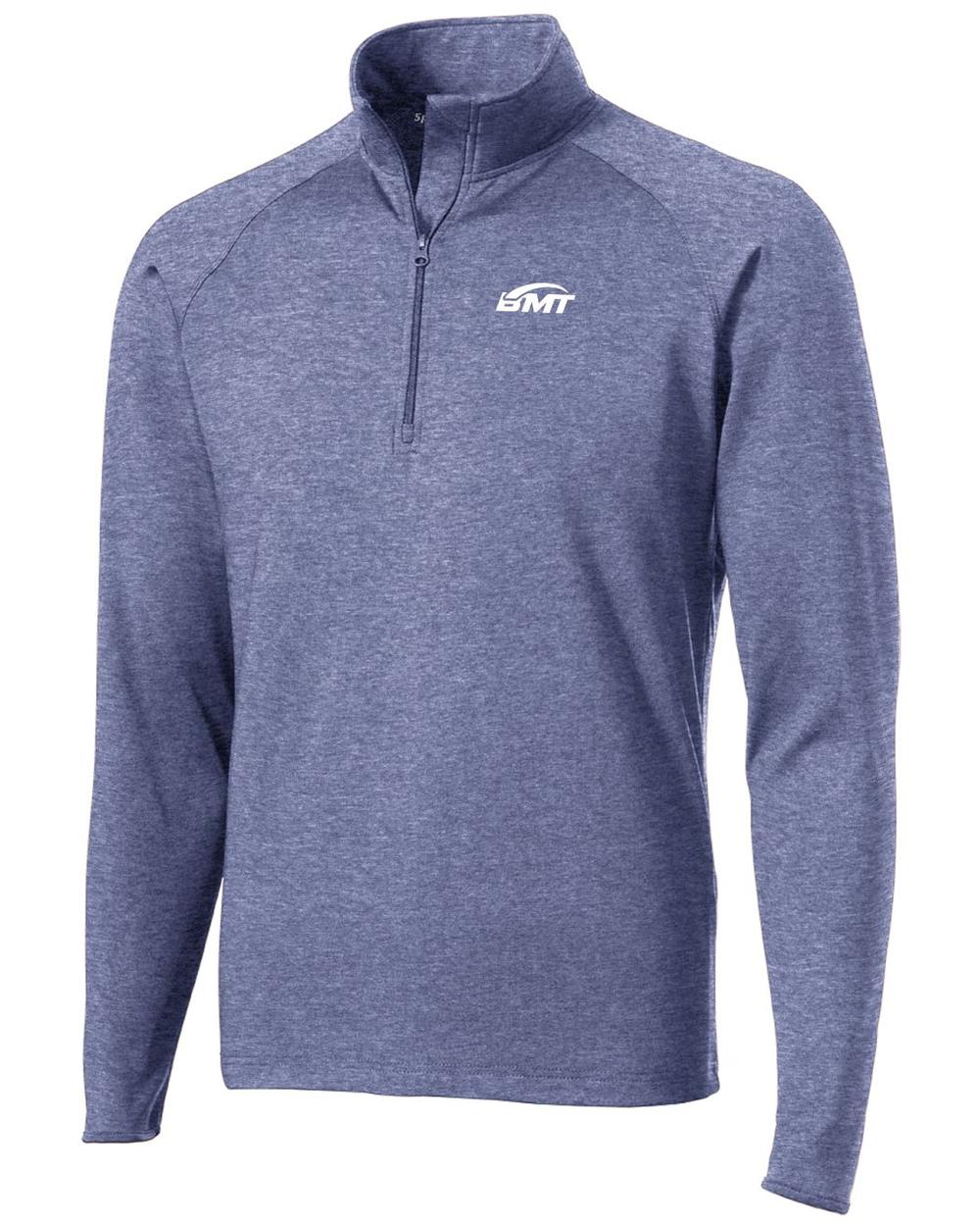BMT Men's Sport-Wick Stretch 1/2-Zip Tennis Pullover, color: True Navy Heather