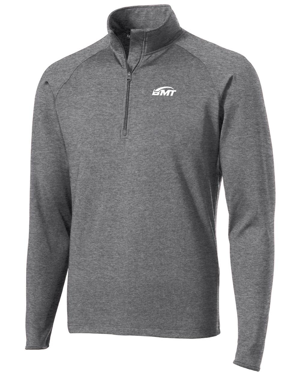 BMT Men's Sport-Wick Stretch 1/2-Zip Tennis Pullover, color: Charcoal Grey Heather