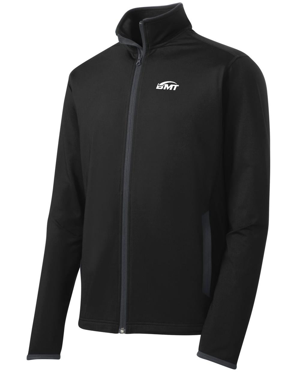 BMT Men's Sport-Wick Stretch Contrast Tennis Jacket, color: Black/Charcoal Grey