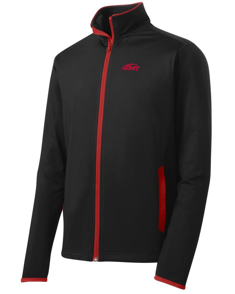 BMT Men's Sport-Wick Stretch Contrast Tennis Jacket, color: Black/True Red