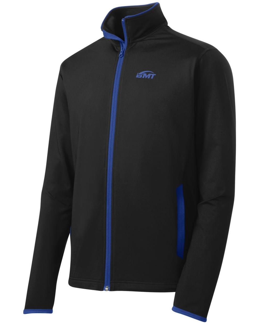 BMT Men's Sport-Wick Stretch Contrast Tennis Jacket, color: Black/True Royal
