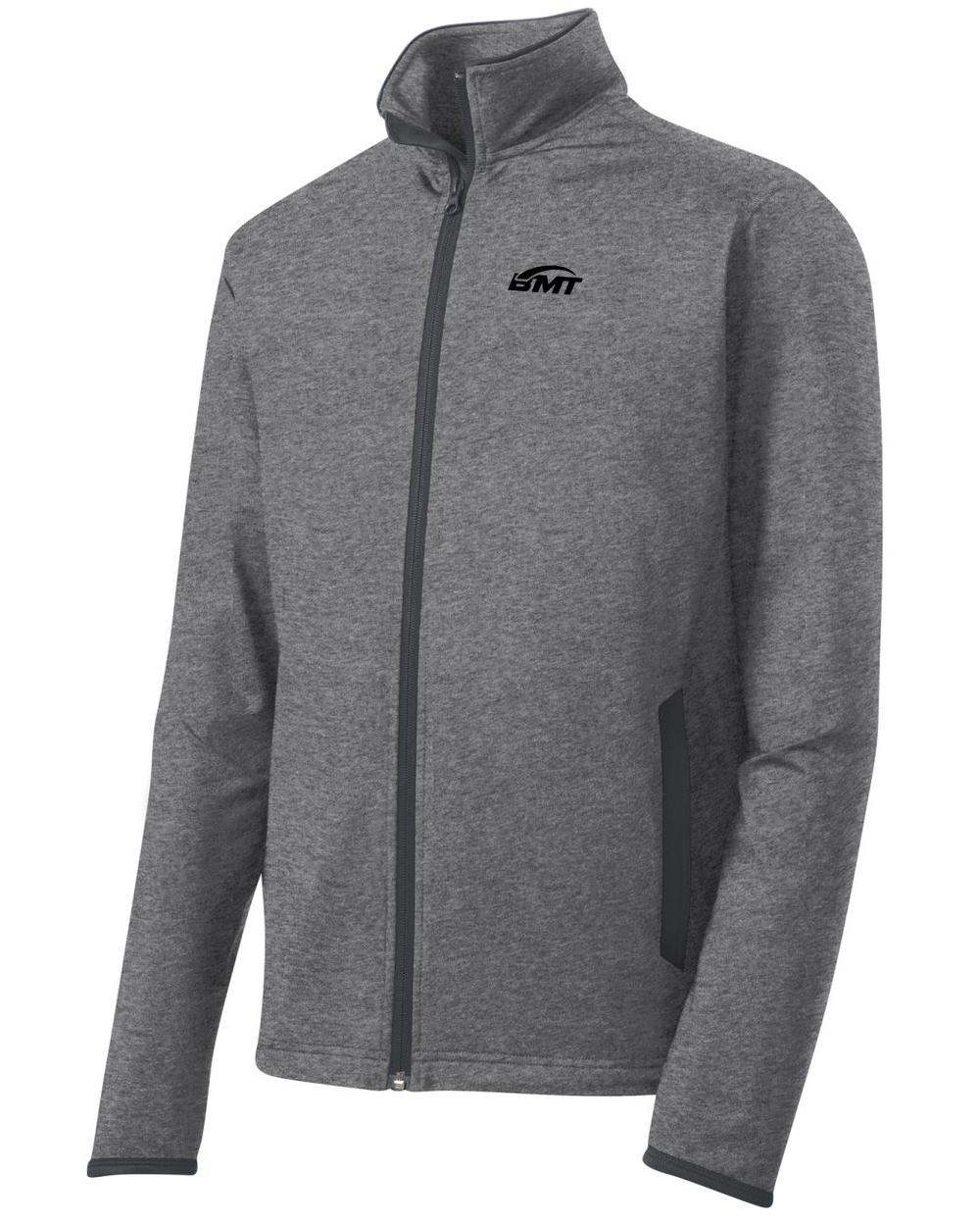 BMT Men's Sport-Wick Stretch Contrast Tennis Jacket, color: Charcoal Grey Heather/Charcoal Grey