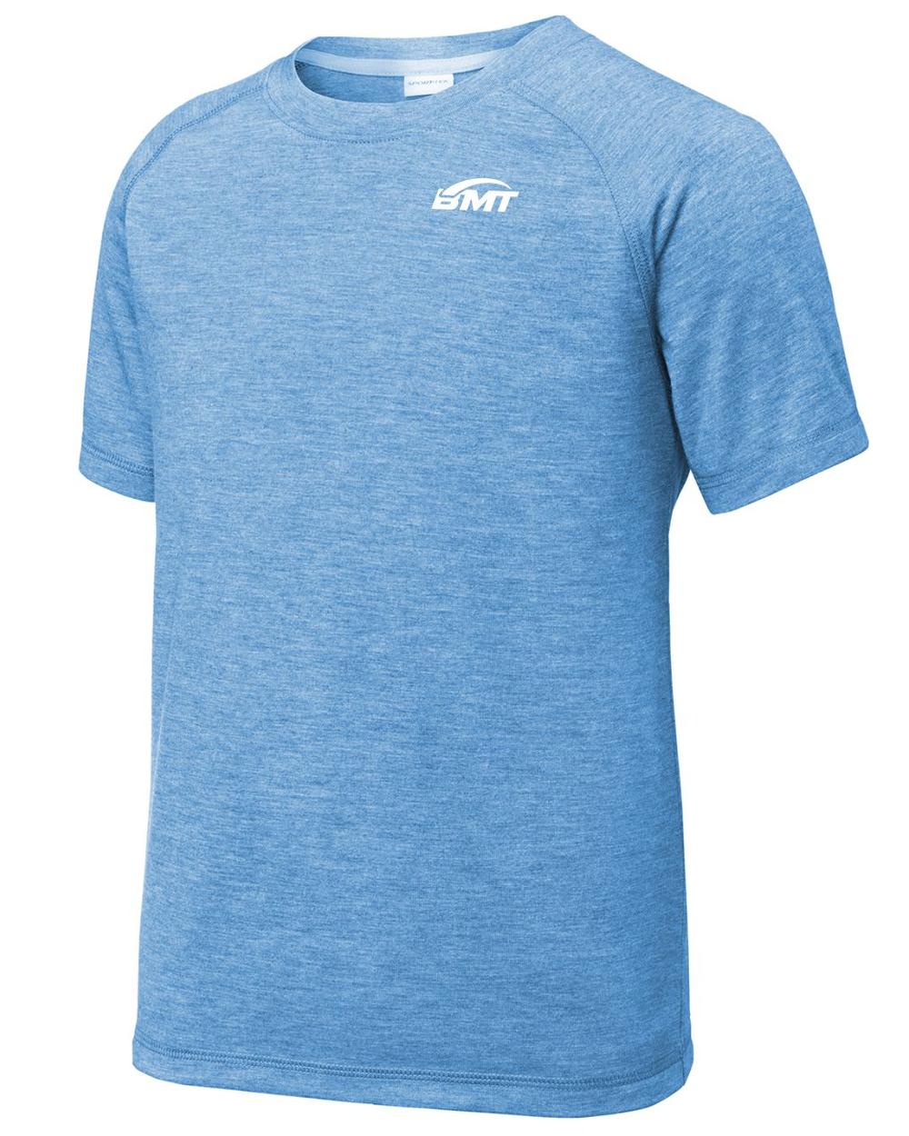 BMT Youth TriBlend Wicking Tennis T-Shirt, color: Pond Blue Heather